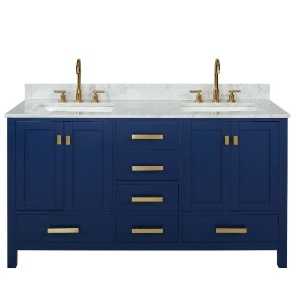 Design Element Valentino 60" Blue Double Rectangular Sink Vanity V01-60-BLU V01-60-BLU