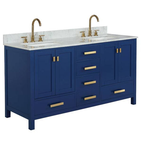 Image of Design Element Valentino 60" Blue Double Rectangular Sink Vanity V01-60-BLU V01-60-BLU