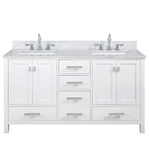 Image of Design Element Valentino 60" White Double Rectangular Sink Vanity V01-60-WT V01-60-WT