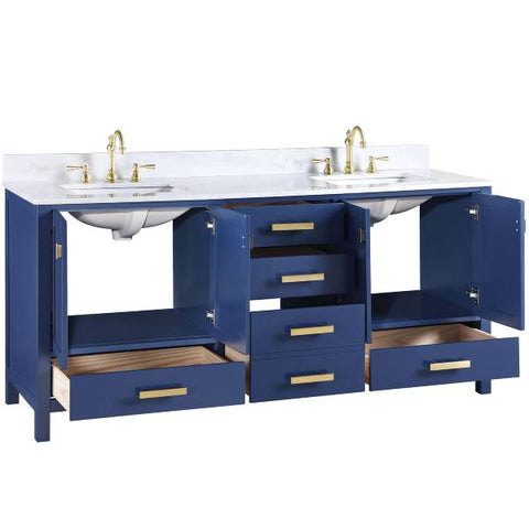 Image of Design Element Valentino 72" Blue Double Rectangular Sink Vanity V01-72-BLU