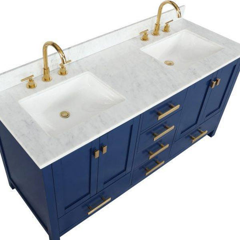 Image of Design Element Valentino 72" Blue Double Rectangular Sink Vanity V01-72-BLU