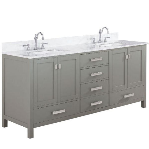 Image of Design Element Valentino 72" Gray Double Rectangular Sink Vanity V01-72-GY V01-72-GY