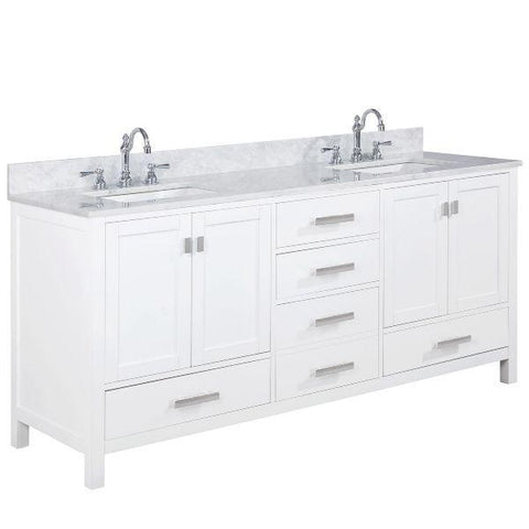 Image of Design Element Valentino 72" White Double Rectangular Sink Vanity V01-72-WT V01-72-WT