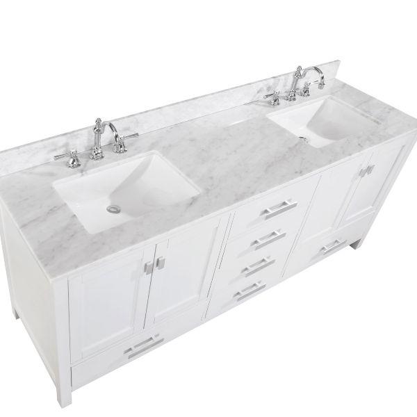 Design Element Valentino 72" White Double Rectangular Sink Vanity V01-72-WT V01-72-WT