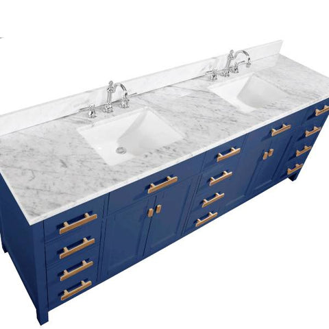 Image of Design Element Valentino 84" Blue Double Rectangular Sink Vanity V01-84-BLU V01-84-BLU