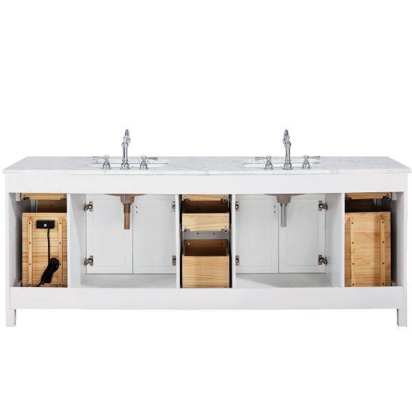 Design Element Valentino 84" White Double Rectangular Sink Vanity V01-84-WT V01-84-WT