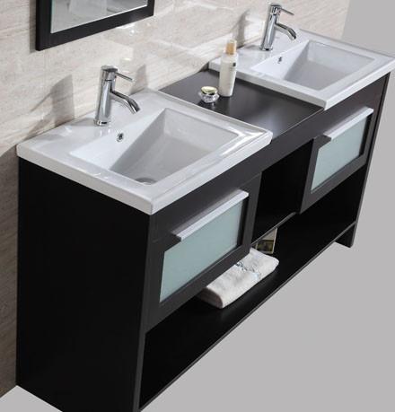 Image of Double Sink Vanity with Two Mirrors(One box with Two Mirror)- NO FAUCET WT9118-R