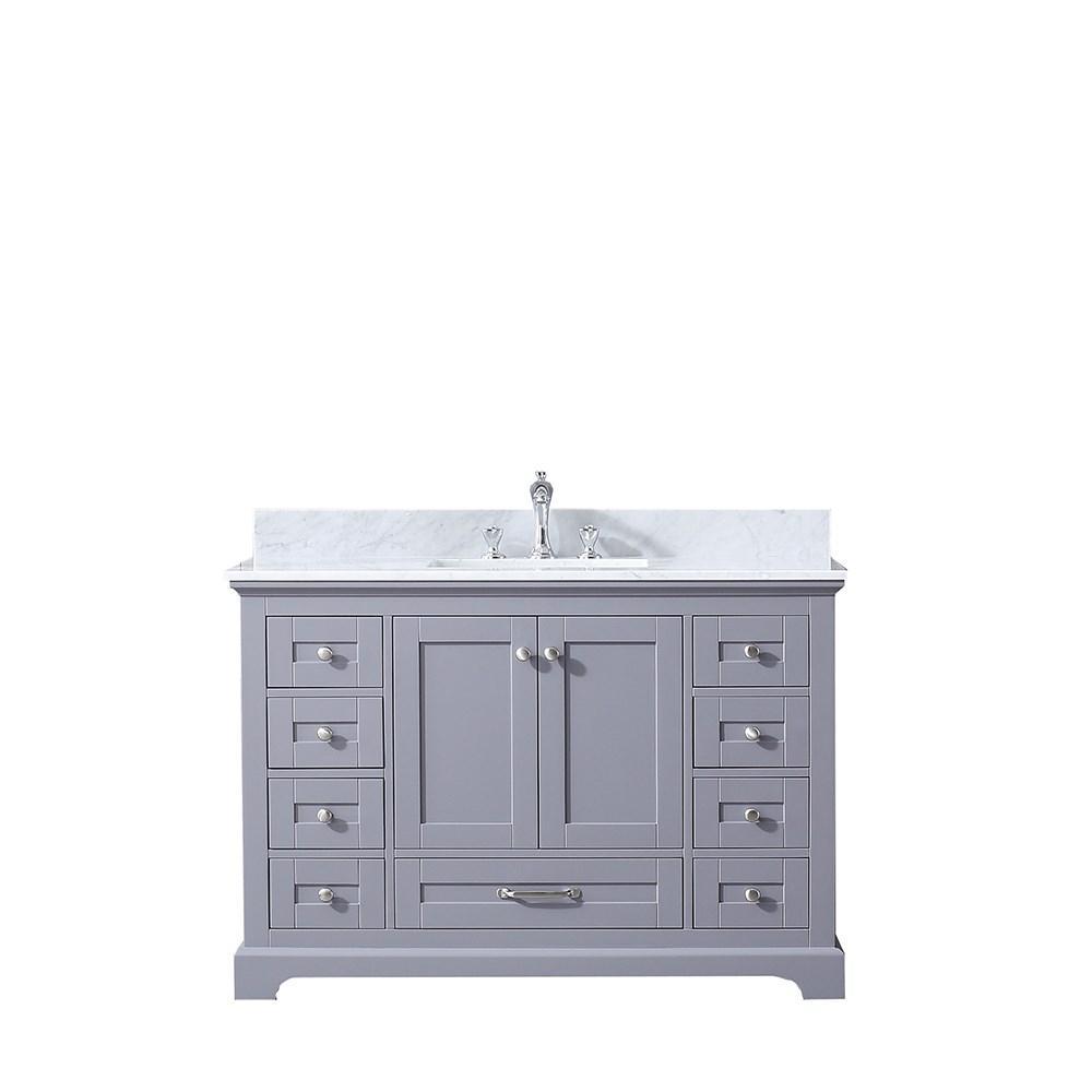Dukes 48" Dark Grey Single Vanity | White Carrara Marble Top | White Square Sink and no Mirror