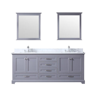 Dukes 80" Dark Grey Double Vanity | White Carrara Marble Top | White Square Sinks and 30" Mirrors