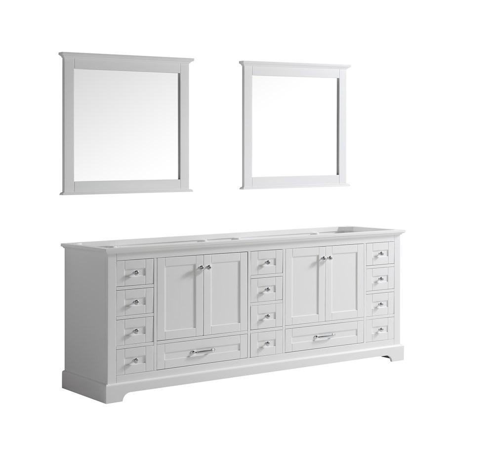 Dukes 84" White Double Vanity | no Top and 34" Mirrors