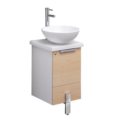 Fresca Adour 16" Light Walnut Modern Bathroom Cabinet w/ Top & Vessel Sink FCB8110LT-CWH-V