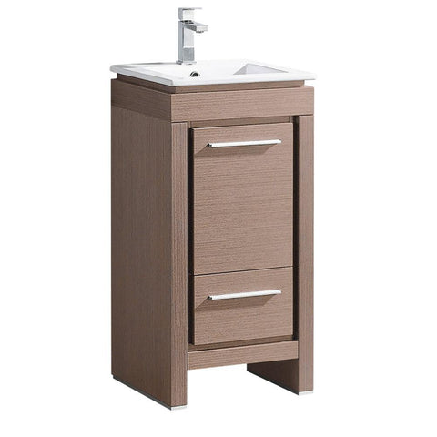 Image of Fresca Allier 16" Gray Oak Modern Bathroom Cabinet w/ Sink FCB8118GO-I