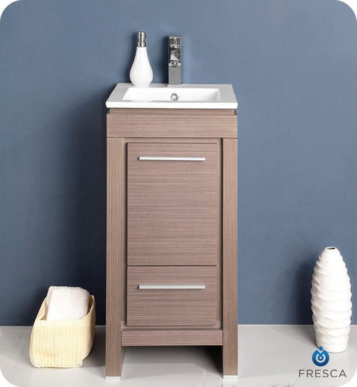 Fresca Allier 16" Gray Oak Modern Bathroom Cabinet w/ Sink FCB8118GO-I