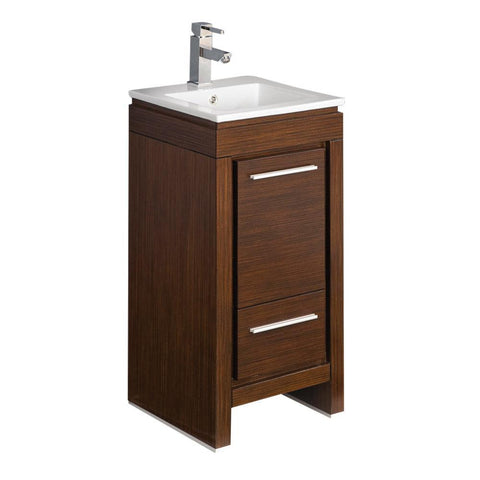 Image of Fresca Allier 16" Wenge Brown Modern Bathroom Cabinet w/ Sink FCB8118WG-I