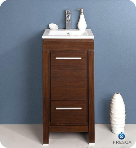 Image of Fresca Allier 16" Wenge Brown Modern Bathroom Cabinet w/ Sink FCB8118WG-I
