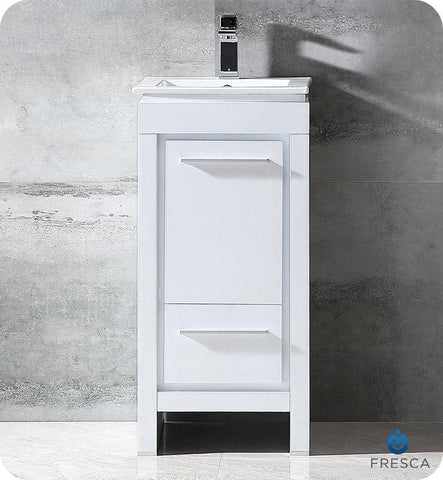Image of Fresca Allier 16" White Modern Bathroom Cabinet w/ Sink FCB8118WH-I