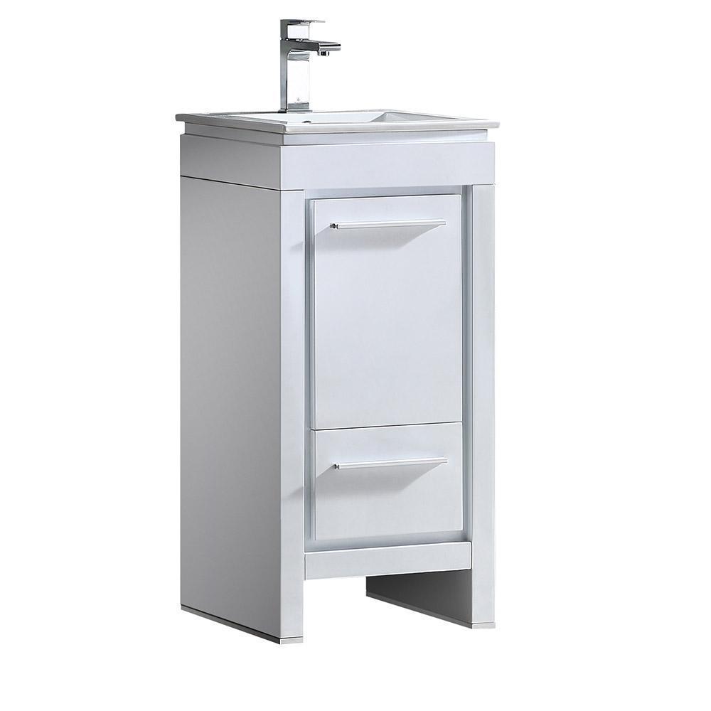 Fresca Allier 16" White Modern Bathroom Cabinet w/ Sink FCB8118WH-I