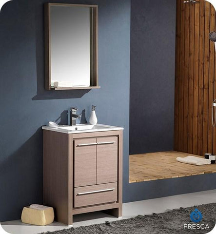 Image of Fresca Allier 24" Gray Oak Modern Bathroom Vanity w/ Mirror | FVN8125GO