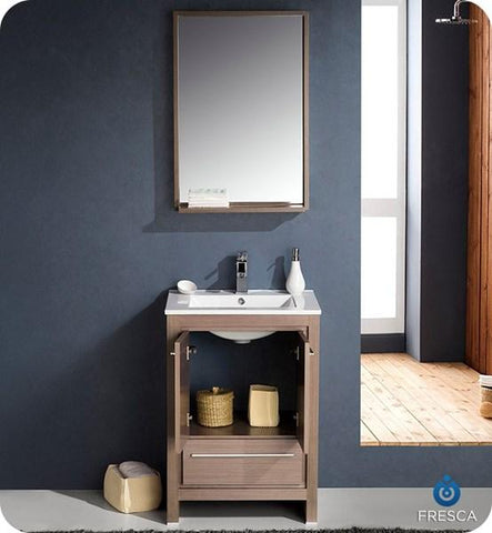 Image of Fresca Allier 24" Gray Oak Modern Bathroom Vanity w/ Mirror | FVN8125GO