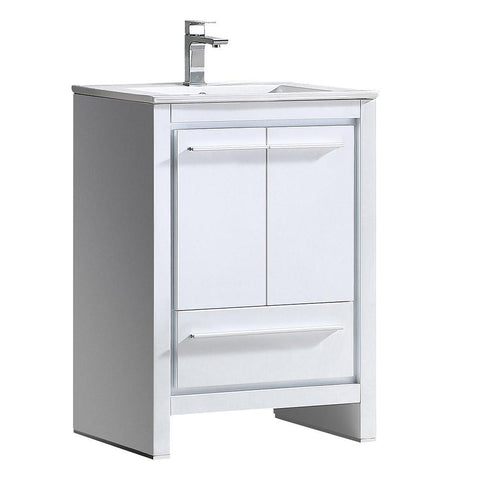 Image of Fresca Allier 24" White Modern Bathroom Cabinet w/ Sink FCB8125WH-I