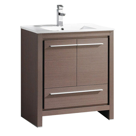 Image of Fresca Allier 30" Gray Oak Modern Bathroom Cabinet w/ Sink FCB8130GO-I