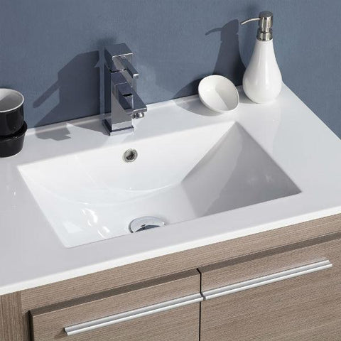 Image of Fresca Allier 30" Gray Oak Modern Single Bathroom Vanity w/ Mirror FVN8130 FVN8130GO-FFT1030CH