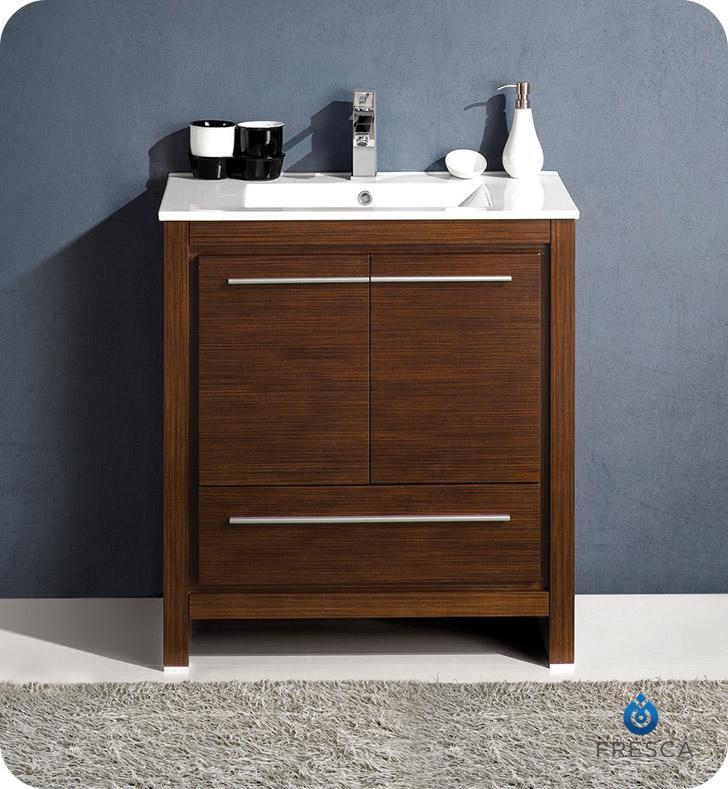 Fresca Allier 30" Wenge Brown Modern Bathroom Cabinet w/ Sink FCB8130WG-I