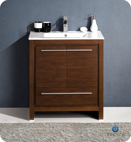 Image of Fresca Allier 30" Wenge Brown Modern Bathroom Cabinet w/ Sink FCB8130WG-I
