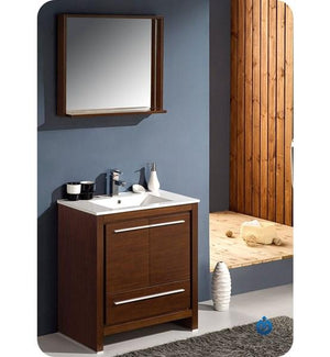 Fresca Allier 30" Wenge Brown Modern Bathroom Vanity w/ Mirror | FVN8130WG