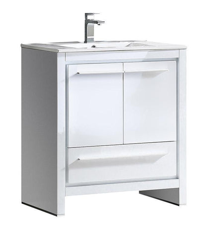 Image of Fresca Allier 30" White Modern Bathroom Cabinet w/ Sink FCB8130WH-I