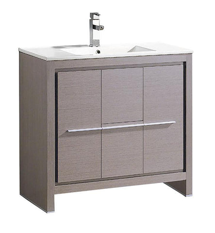 Image of Fresca Allier 36" Gray Oak Modern Bathroom Cabinet w/ Sink FCB8136GO-I