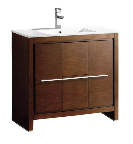 Image of Fresca Allier 36" Wenge Brown Modern Bathroom Cabinet w/ Sink FCB8136WG-I