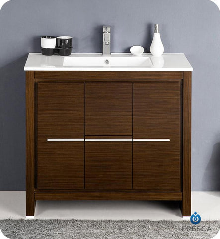 Image of Fresca Allier 36" Wenge Brown Modern Bathroom Cabinet w/ Sink FCB8136WG-I