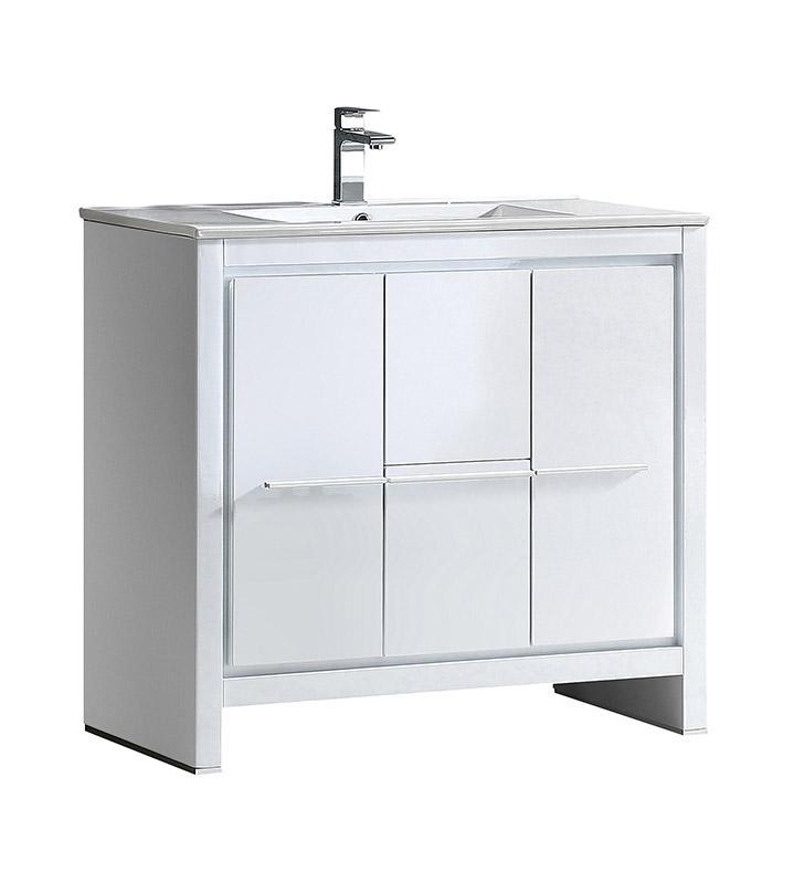 Fresca Allier 36" White Modern Bathroom Cabinet w/ Sink FCB8136WH-I