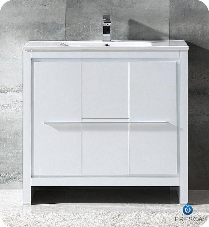 Fresca Allier 36" White Modern Bathroom Cabinet w/ Sink FCB8136WH-I