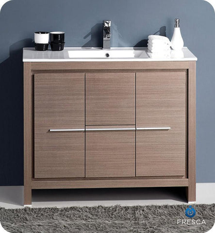 Image of Fresca Allier 40" Gray Oak Modern Bathroom Cabinet w/ Sink FCB8140GO-I