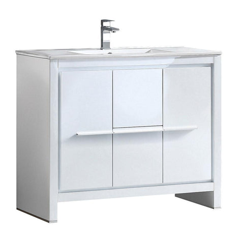 Image of Fresca Allier 40" White Modern Bathroom Cabinet w/ Sink FCB8140WH-I