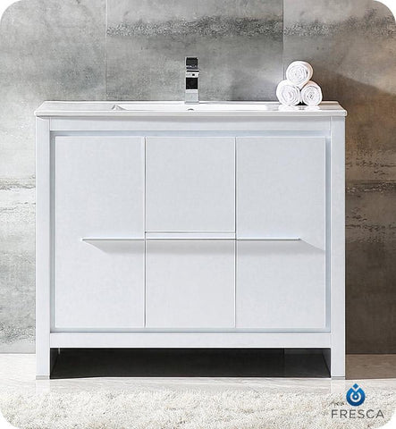 Image of Fresca Allier 40" White Modern Bathroom Cabinet w/ Sink FCB8140WH-I