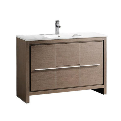 Image of Fresca Allier 48" Gray Oak Modern Bathroom Cabinet w/ Sink FCB8148GO-I