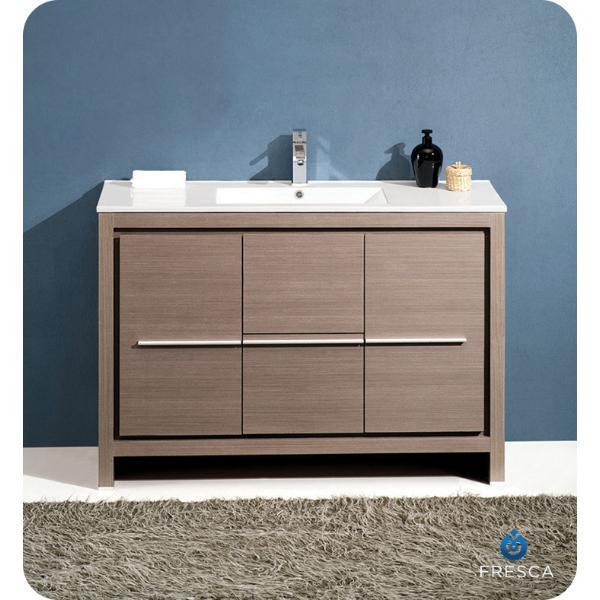 Fresca Allier 48" Gray Oak Modern Bathroom Cabinet w/ Sink FCB8148GO-I