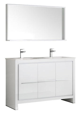 Image of Fresca Allier 48" Modern Double Sink Vanity FVN8148WH-D-FFT1030BN