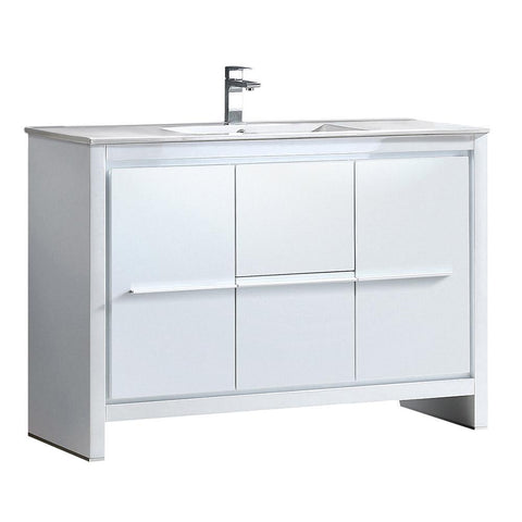 Image of Fresca Allier 48" White Modern Bathroom Cabinet w/ Sink FCB8148WH-I