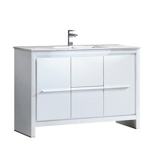 Fresca Allier 48" White Modern Bathroom Cabinet w/ Sink FCB8148WH-I