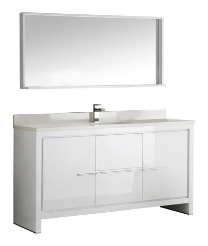 Image of Fresca Allier 60" Modern Single Sink Vanity FVN8119WH-S-FFT1030BN