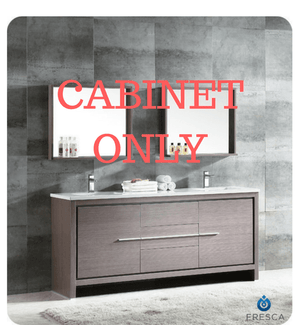 Fresca Allier 72" Gray Oak Modern Double Sink Bathroom Vanity  Cabinet Only FVN8172GO-NM-FFT1030BN
