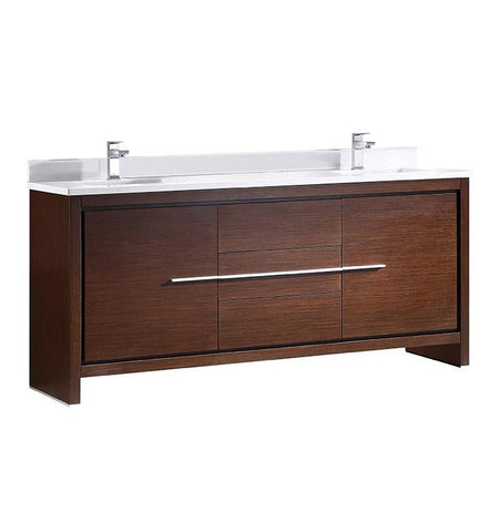 Image of Fresca Allier 72" Wenge Brown Modern Double Sink Bathroom Cabinet w/ Top & Sinks FCB8172WG-CWH-U