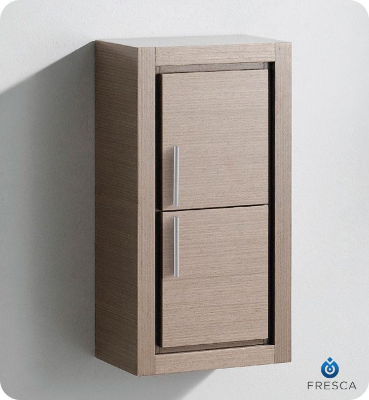 Fresca Allier Gray Oak Bathroom Linen Side Cabinet w/ 2 Doors FST8140GO