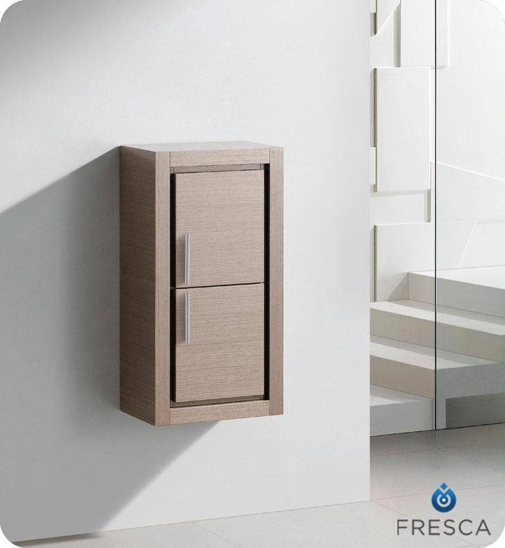 Fresca Allier Gray Oak Bathroom Linen Side Cabinet w/ 2 Doors FST8140GO