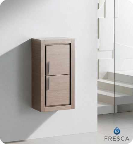 Image of Fresca Allier Gray Oak Bathroom Linen Side Cabinet w/ 2 Doors FST8140GO