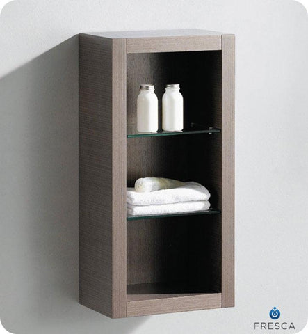 Image of Fresca Allier Gray Oak Bathroom Linen Side Cabinet w/ 2 Glass Shelves FST8130GO